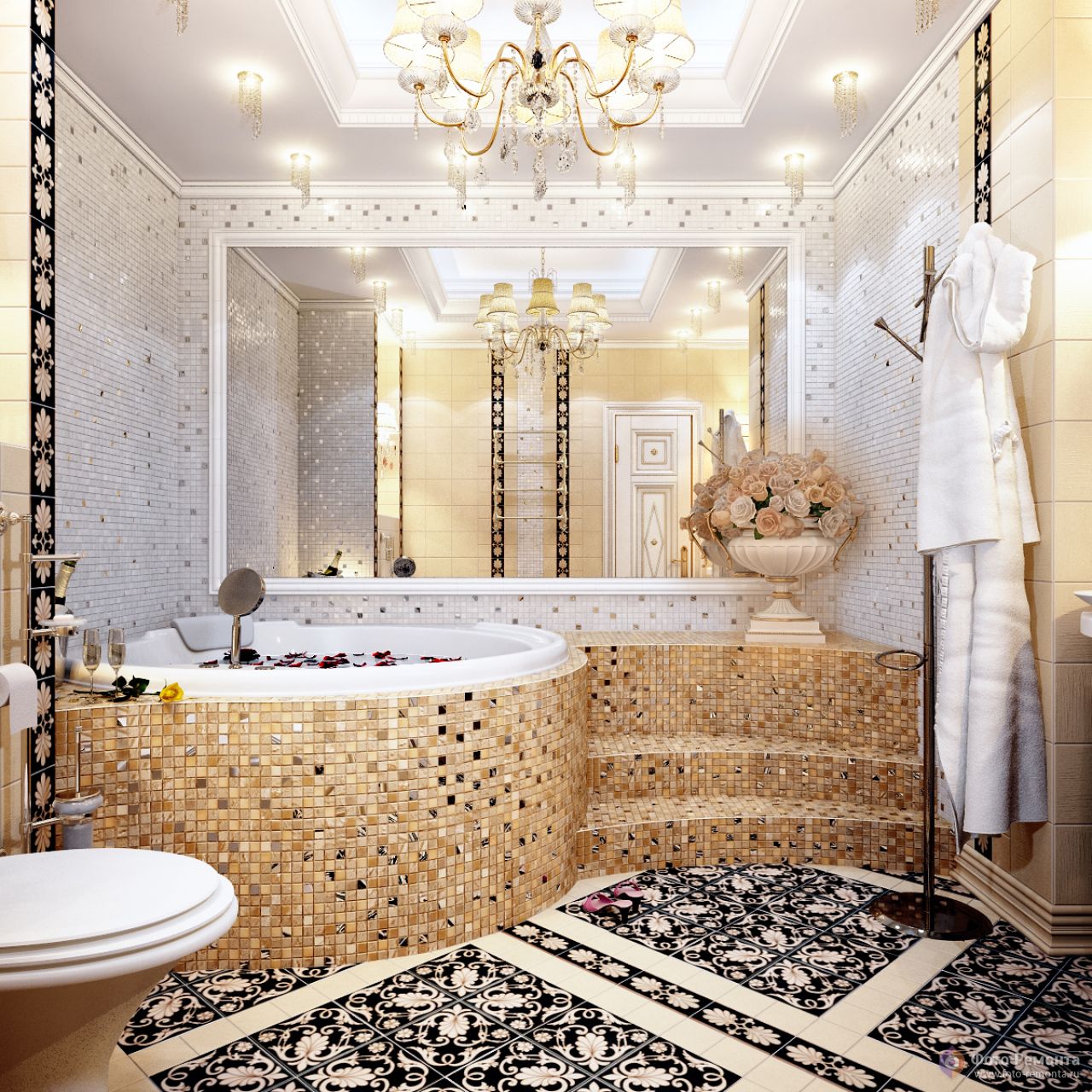 Варианты использования мозаики для облицовки стен в ванной комнате
